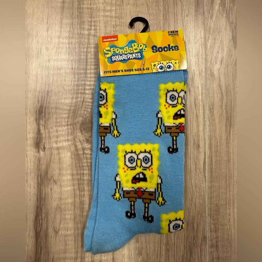 Nickelodeon SpongeBob SquarePants Blue Socks Crew Men 6-12